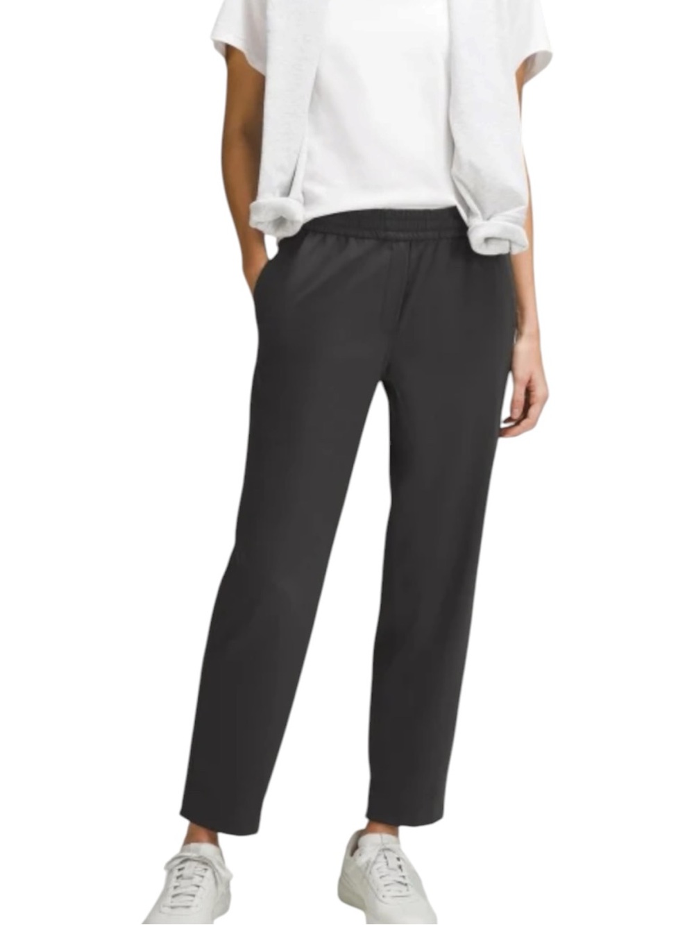 Lululemon Tapered Leg Mid-Rise Pull On Crop Ankle Pant Large Adjustable Waist